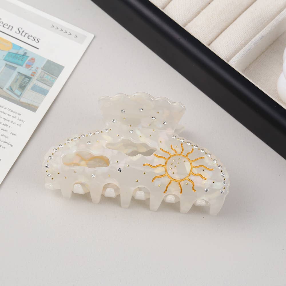 Cherry & Sun Embellished Acetate Hair Claw Clip