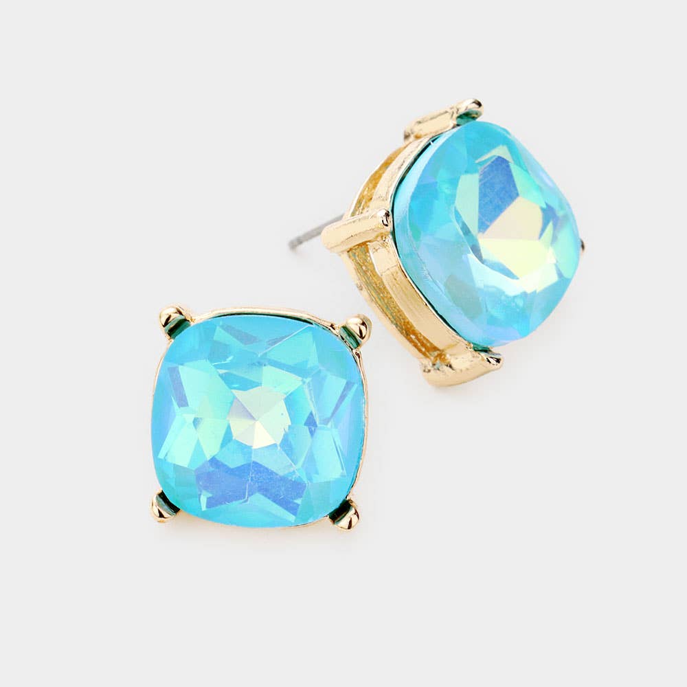 Square Stone Stud Earrings