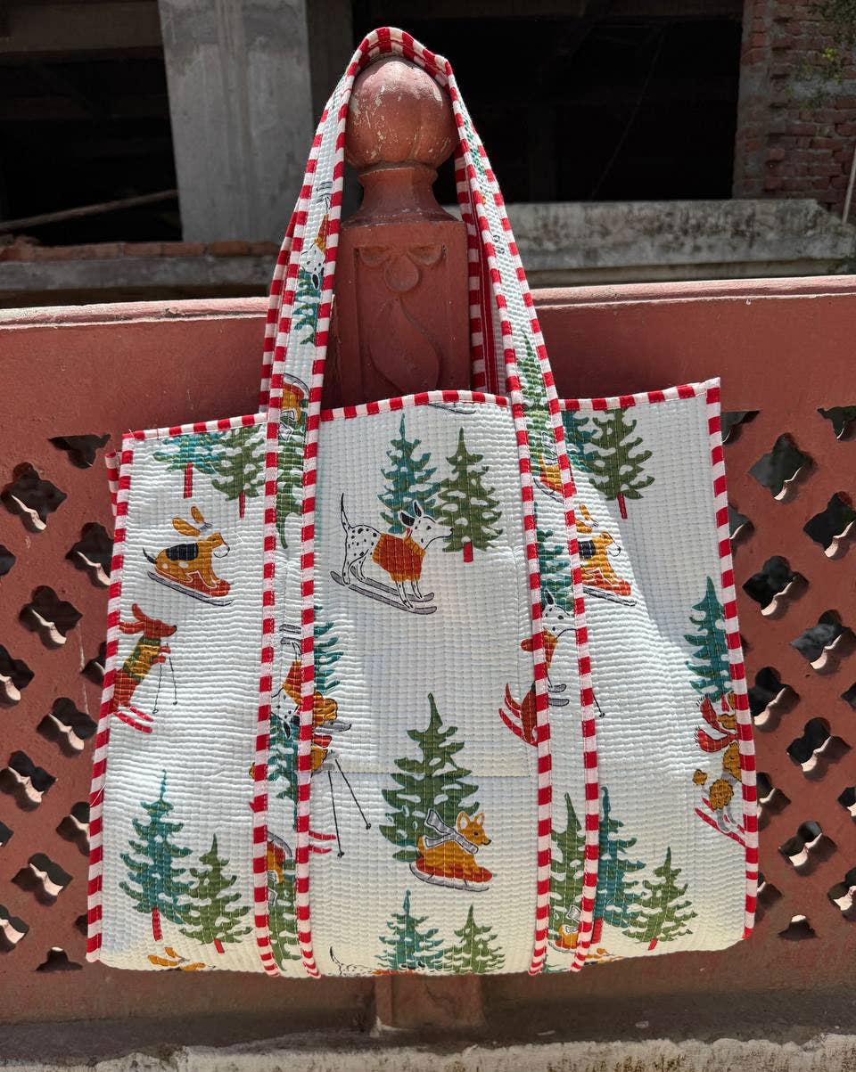 Holiday Cotton Large Tote