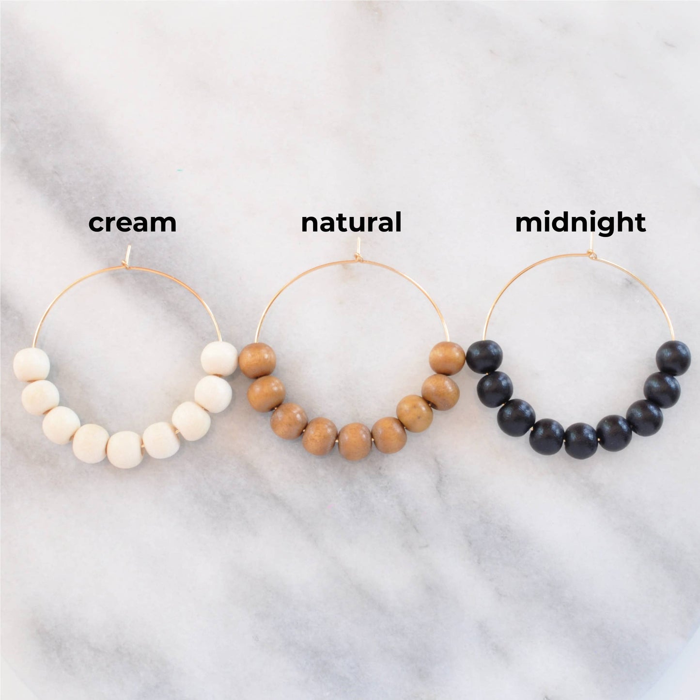Wood Bead Hoop Earrings