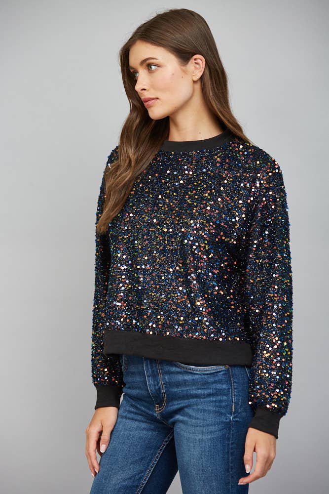 Sequin Round Neck Top