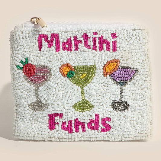 Seed Beaded Martini Funds Coin Purse