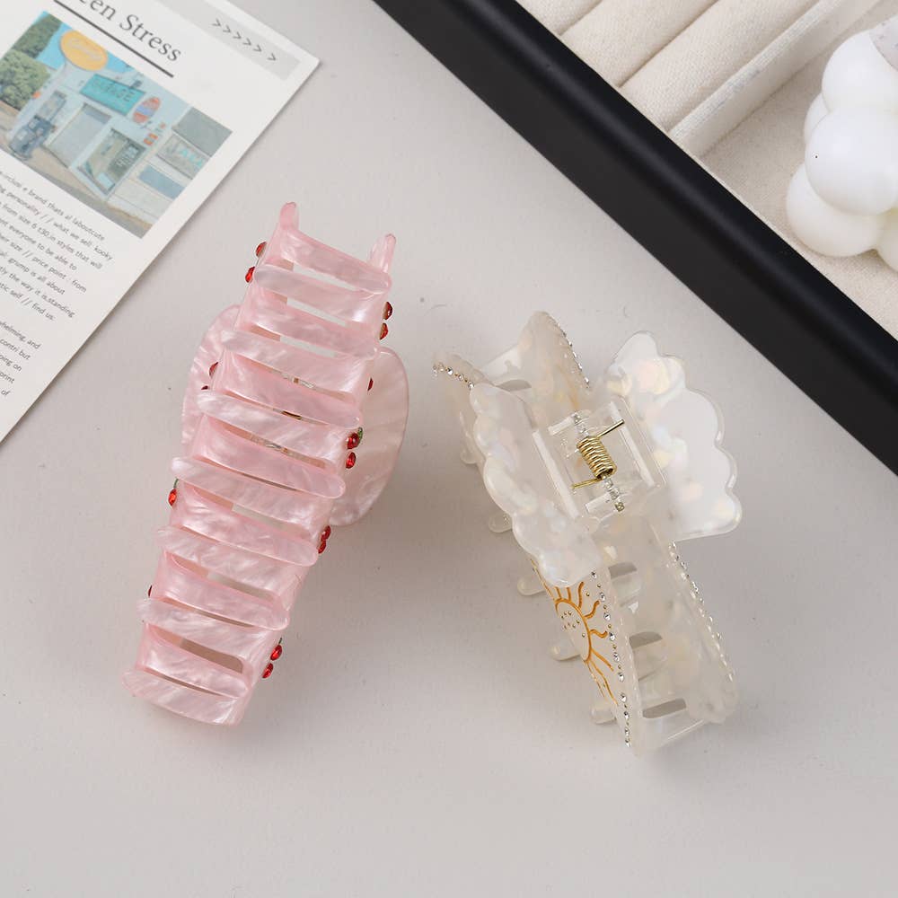 Cherry & Sun Embellished Acetate Hair Claw Clip