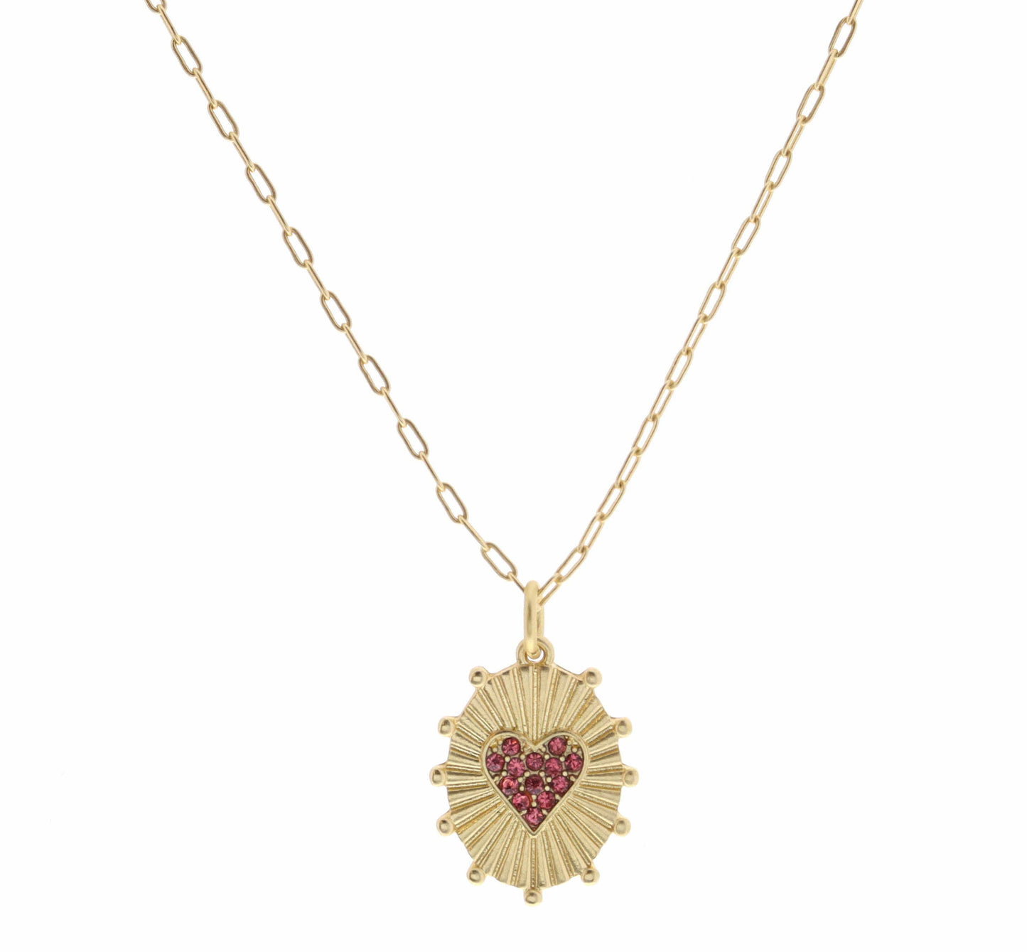 Kids Pink Crystal Heart Necklace
