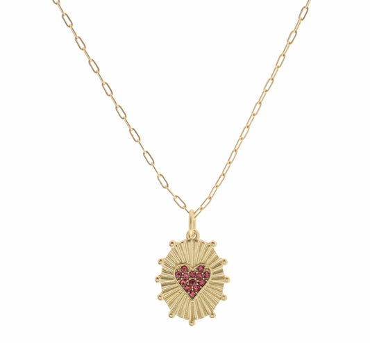 Kids Pink Crystal Heart Necklace