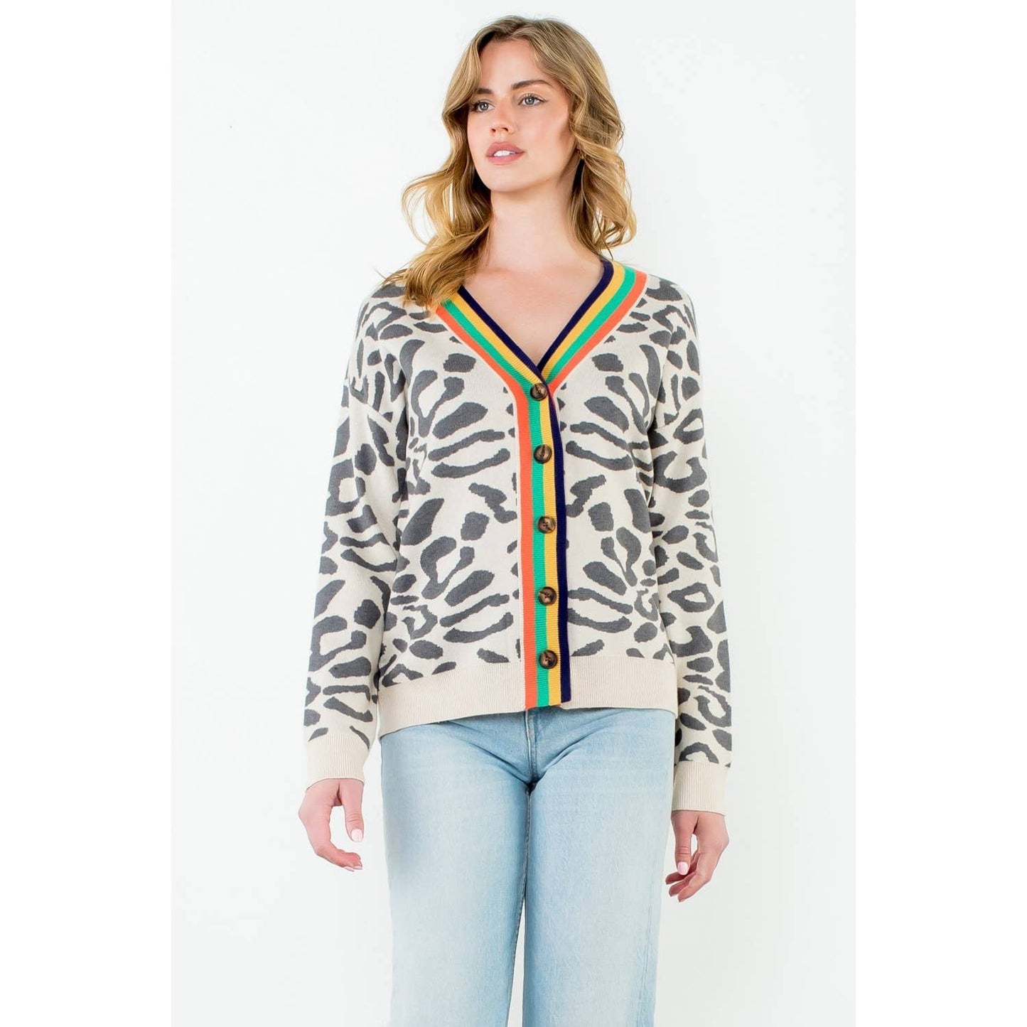 THML Leopard Button Up Cardigan