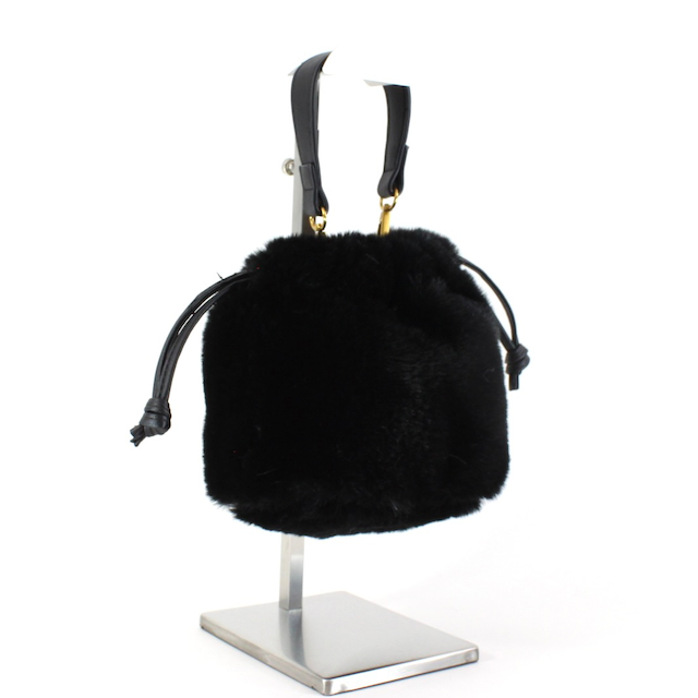 Faux Fur Drawstring Bucket Crossbody Bag