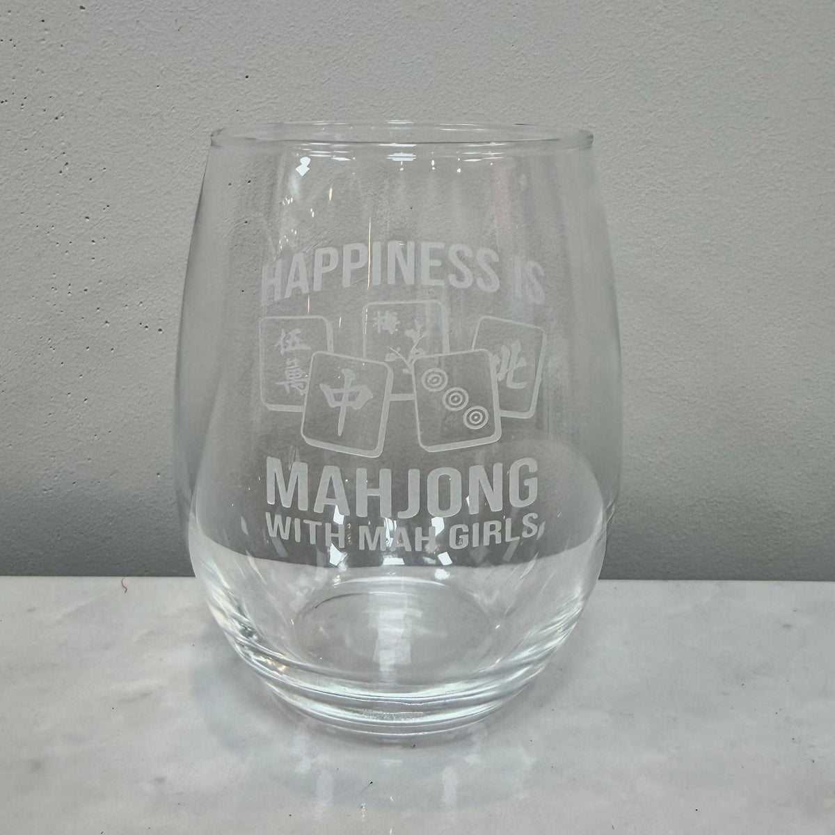Mahjong Stemless Wine Glass