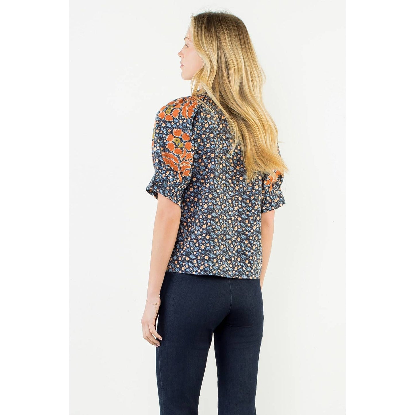 THML Floral Print Top With Embroidery