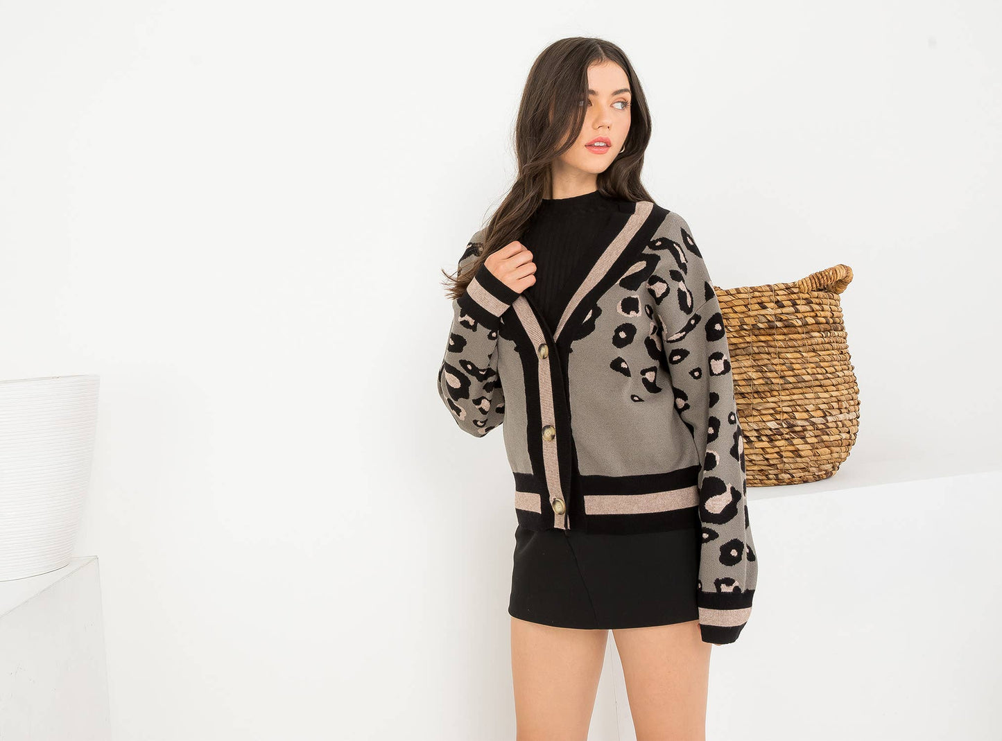THML Cheetah Knit Cardigan