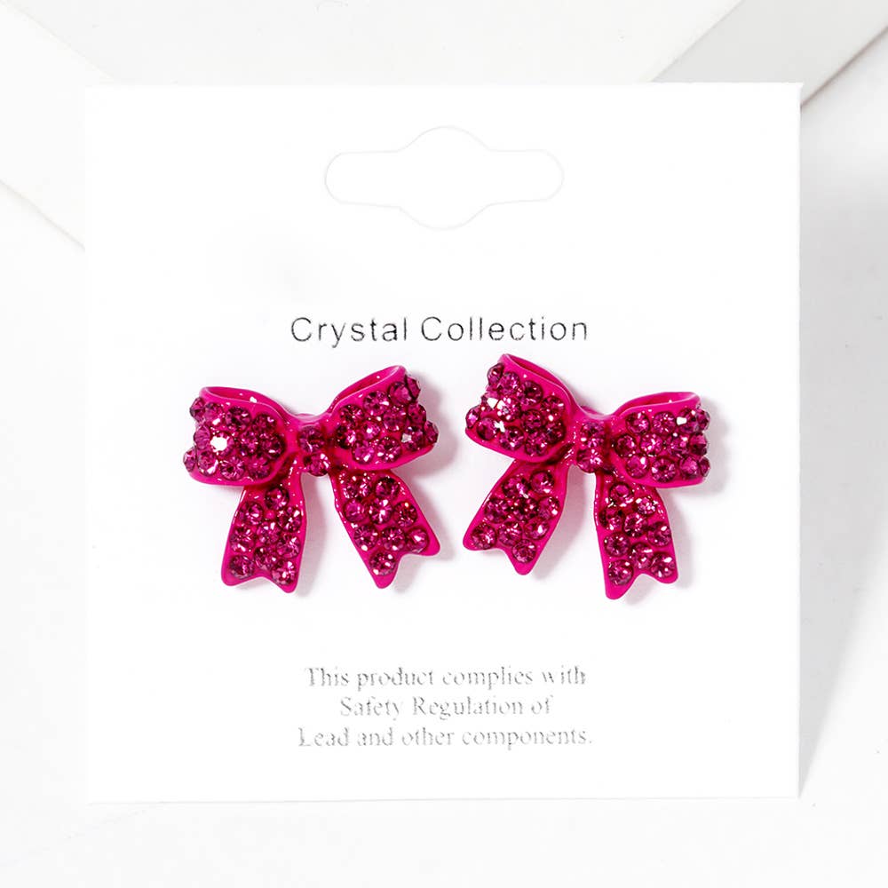 Crystal Bow Stud Earrings