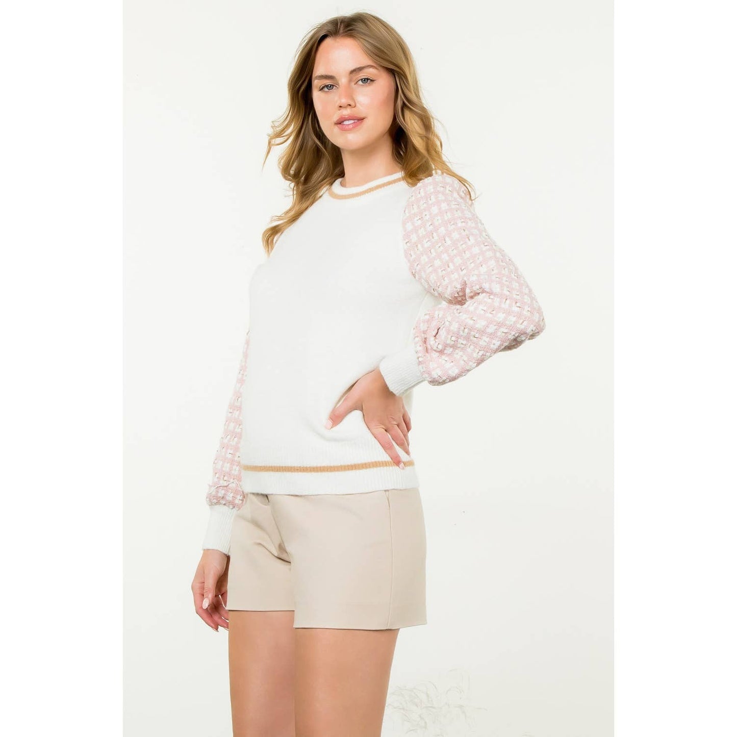 THML Tweed Sleeve Knit Sweater