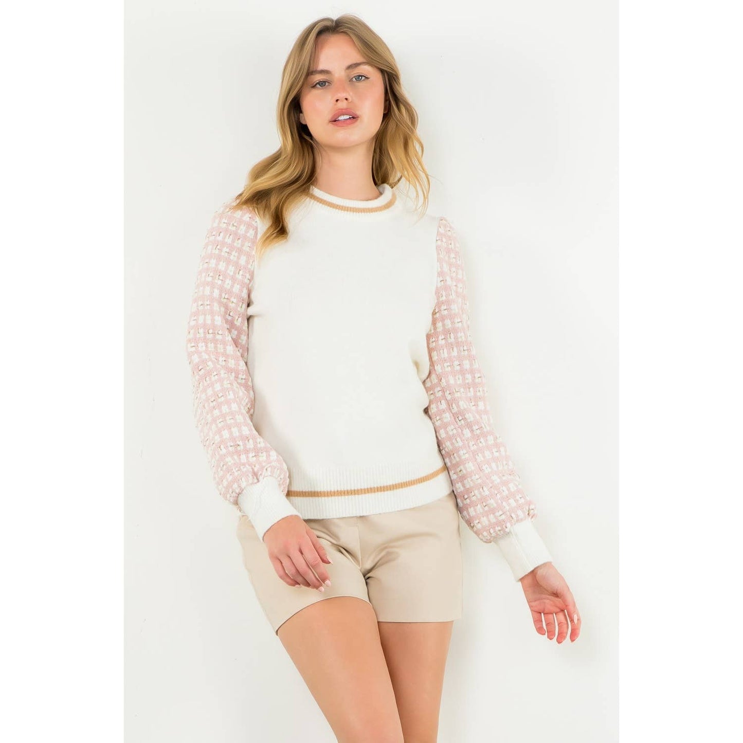 THML Tweed Sleeve Knit Sweater