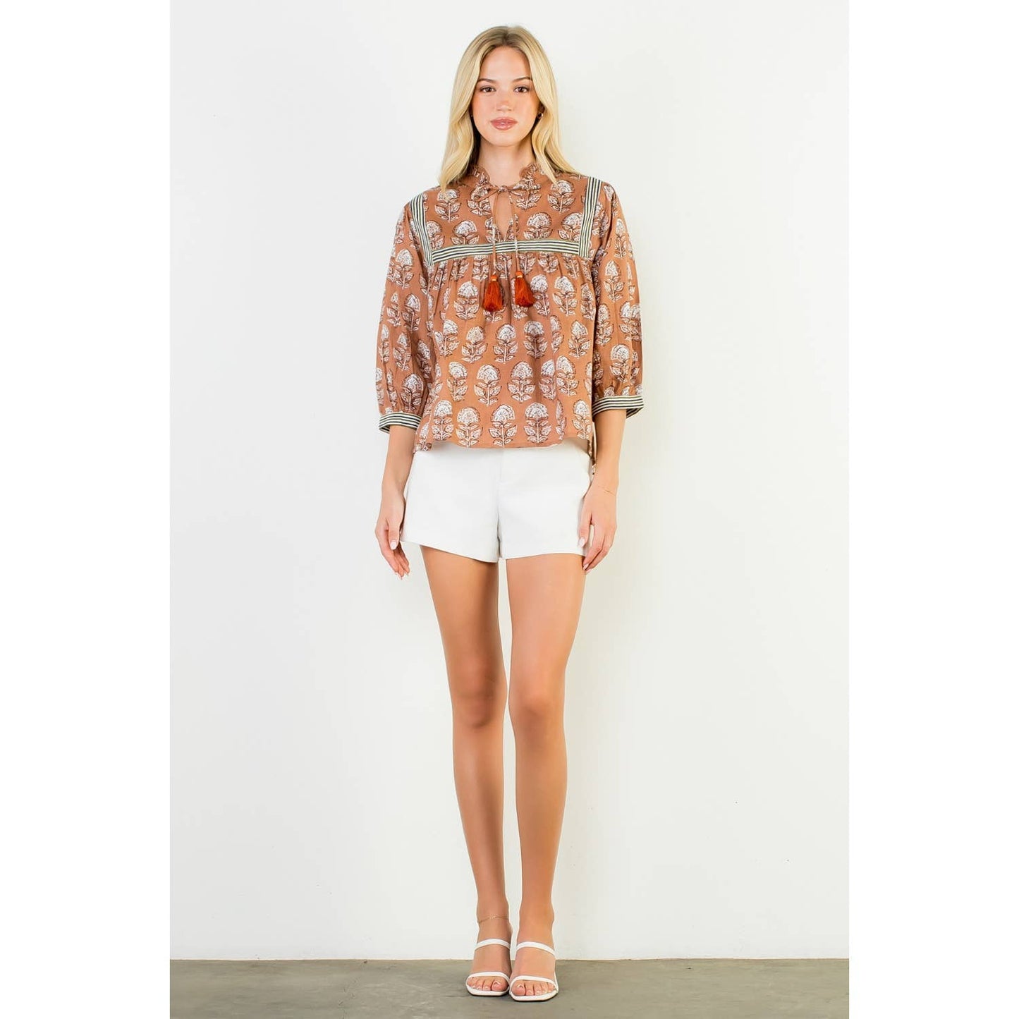 THML Floral Tassel Top