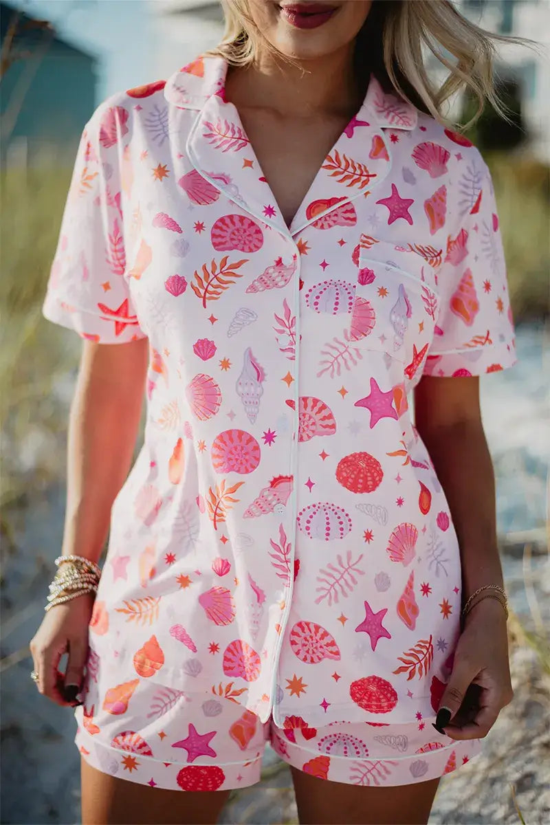 Beach Seashells Women's Pajama Shorts For Graduation