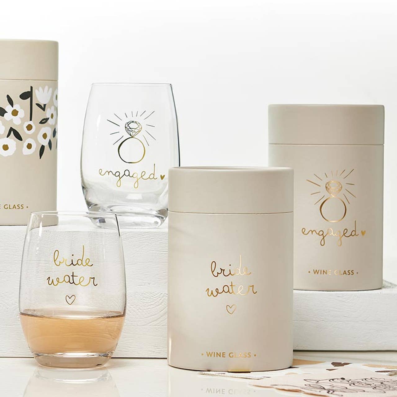 Engaged Stemless Wine Glass