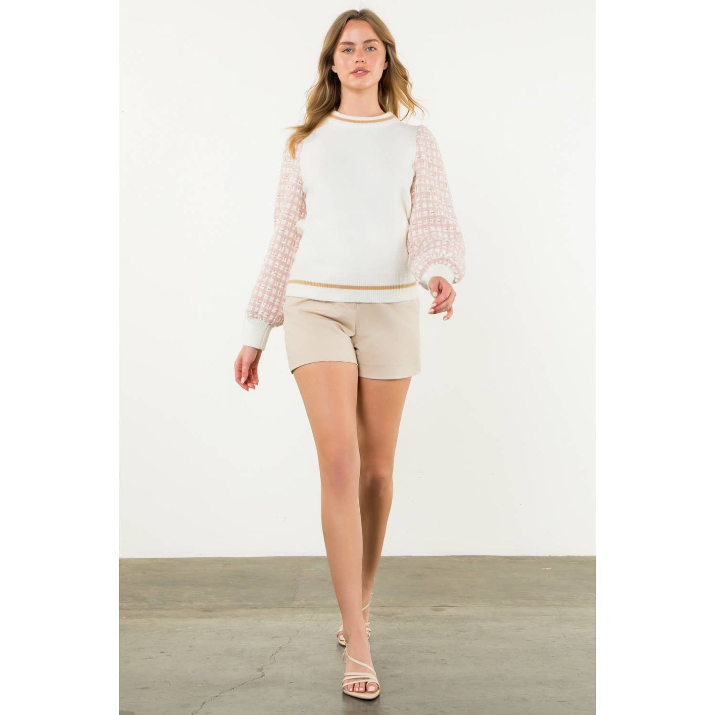 THML Tweed Sleeve Knit Sweater