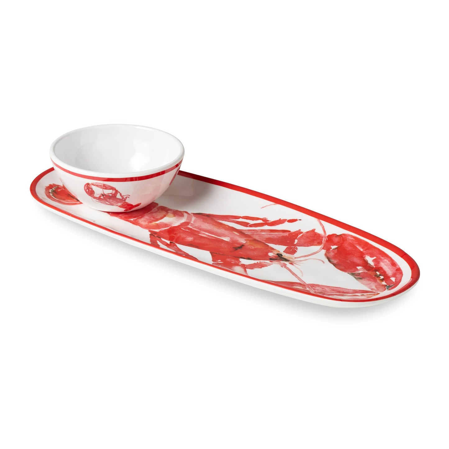 Lobster Melamine Oval Tray with Dip Bowl