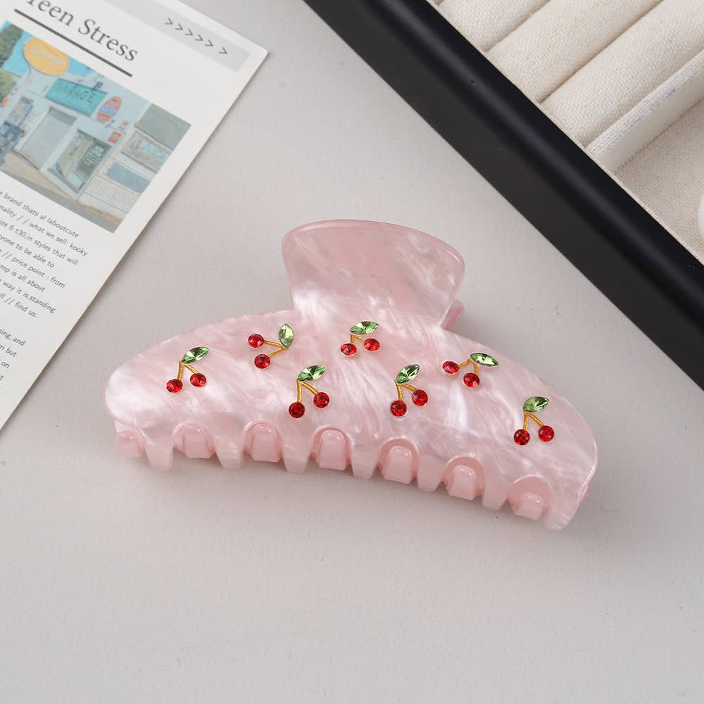 Cherry & Sun Embellished Acetate Hair Claw Clip