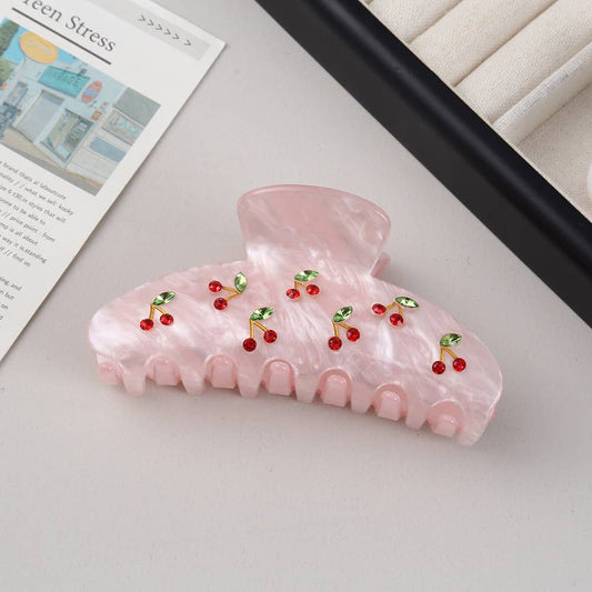 Cherry & Sun Embellished Acetate Hair Claw Clip
