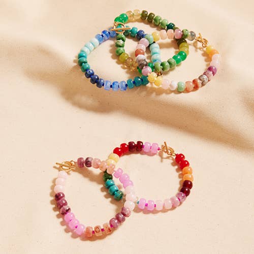 Small Ombre Beaded Mixed Stretch Bracelet