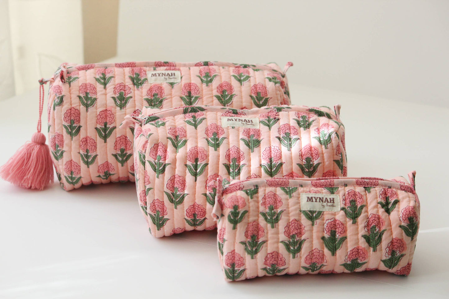 Blush Marigold Quilted Travel Pouch