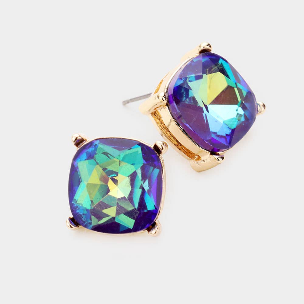 Square Stone Stud Earrings