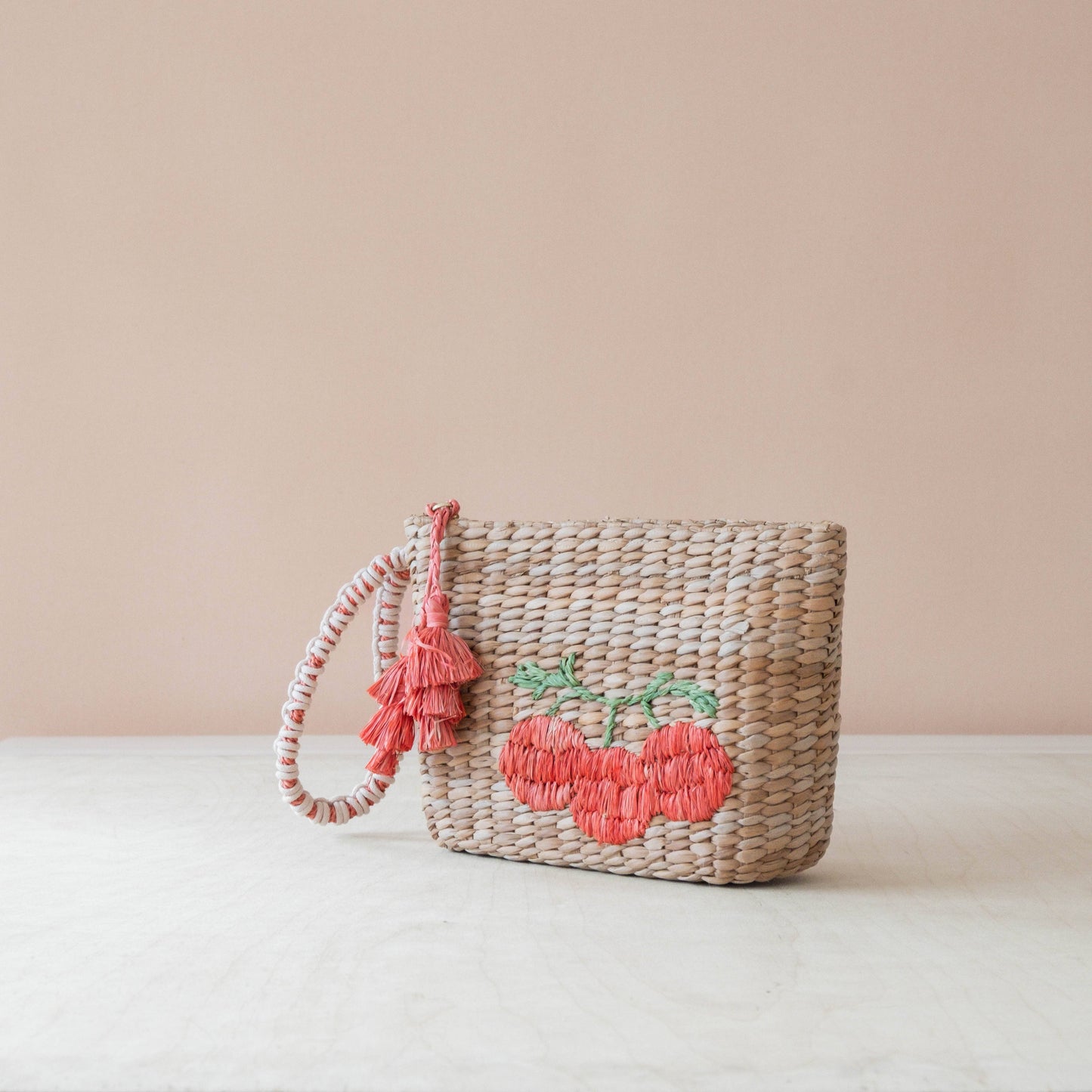Mini Woven Pouch with Wristlet and Embroidered Tomato – Artisan Wristlet | LIKHÂ