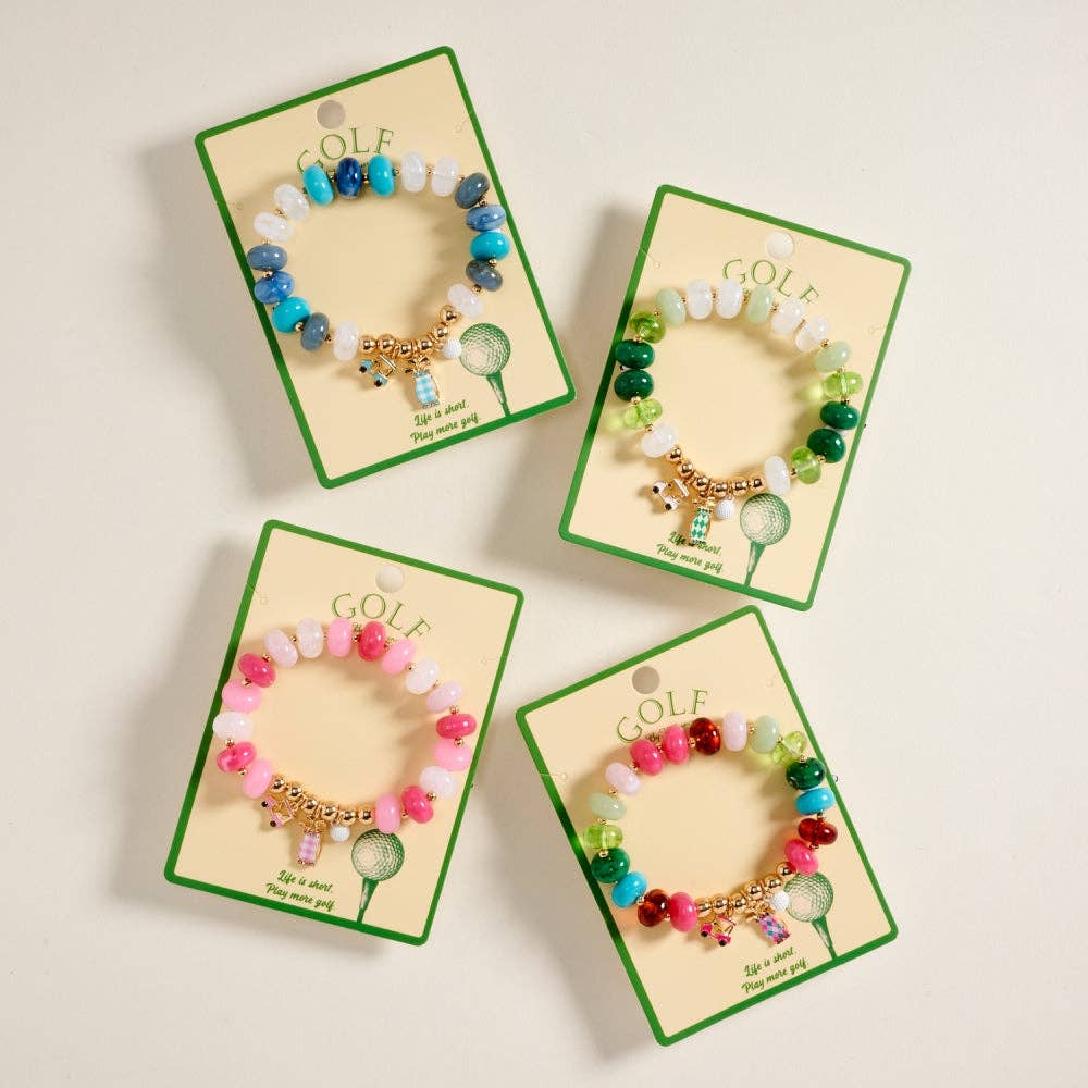 Golf Charm Beaded Bracelet