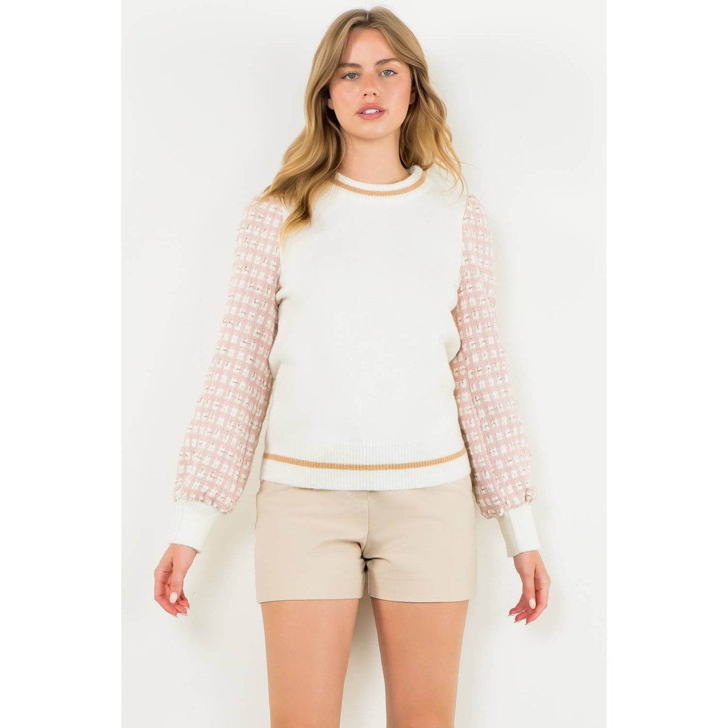 THML Tweed Sleeve Knit Sweater