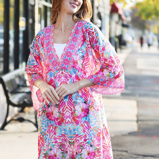 Floral Print Summer Cover-Up Dress