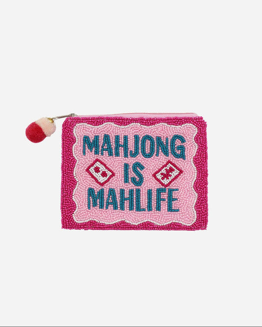 Mahjong Is Mahlife Beaded Coin Pouch