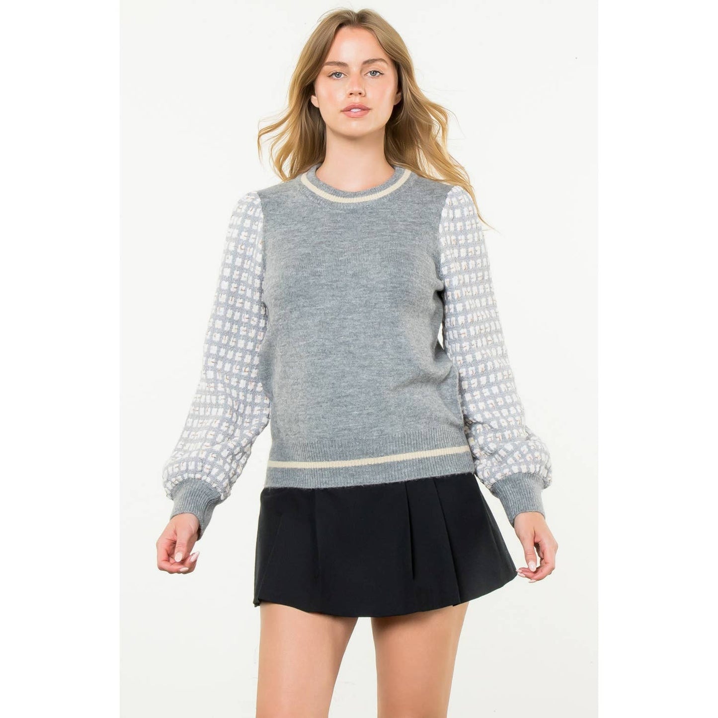 THML Tweed Sleeve Knit Sweater