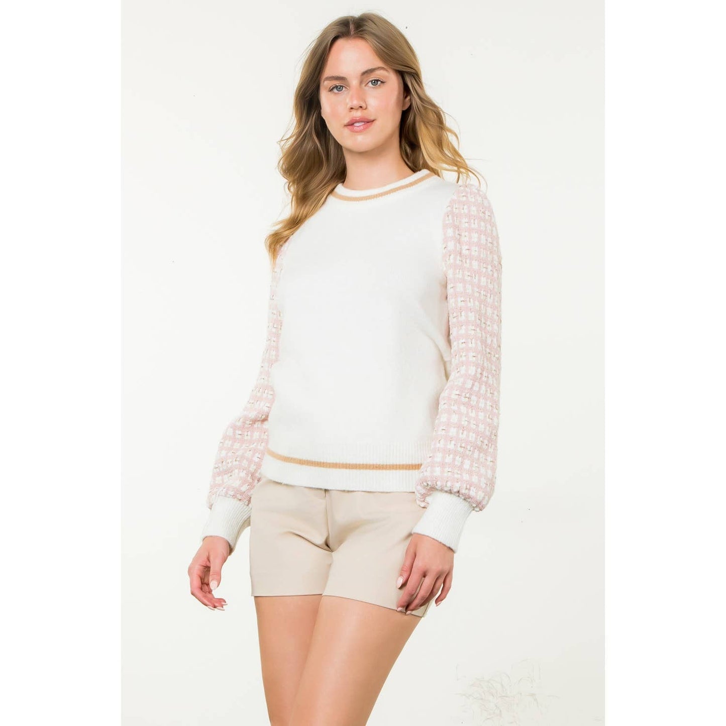 THML Tweed Sleeve Knit Sweater