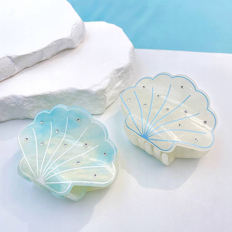 Sparkly Shell-Shaped Hair Claw, Beach Claw Clip