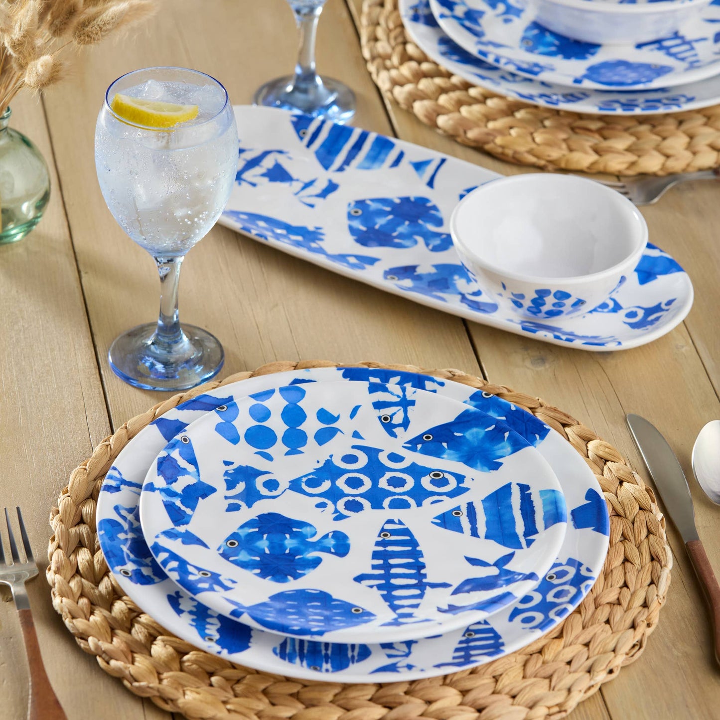 Fish Melamine Oval Tray with Dip Bowl