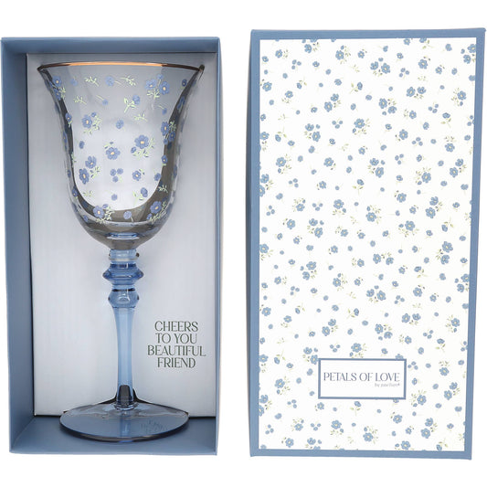 Petals Gift BOXED Wine Glass 'Beautiful Friend"