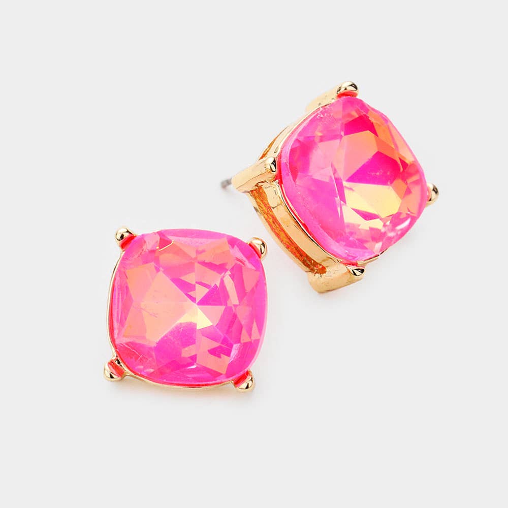 Square Stone Stud Earrings