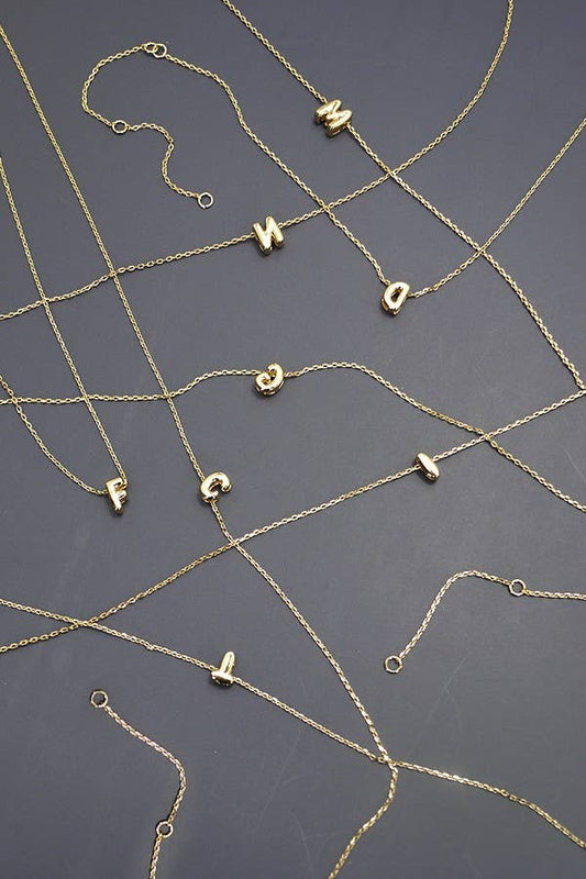 Mini Personalized Initial Bubble Letter Necklace