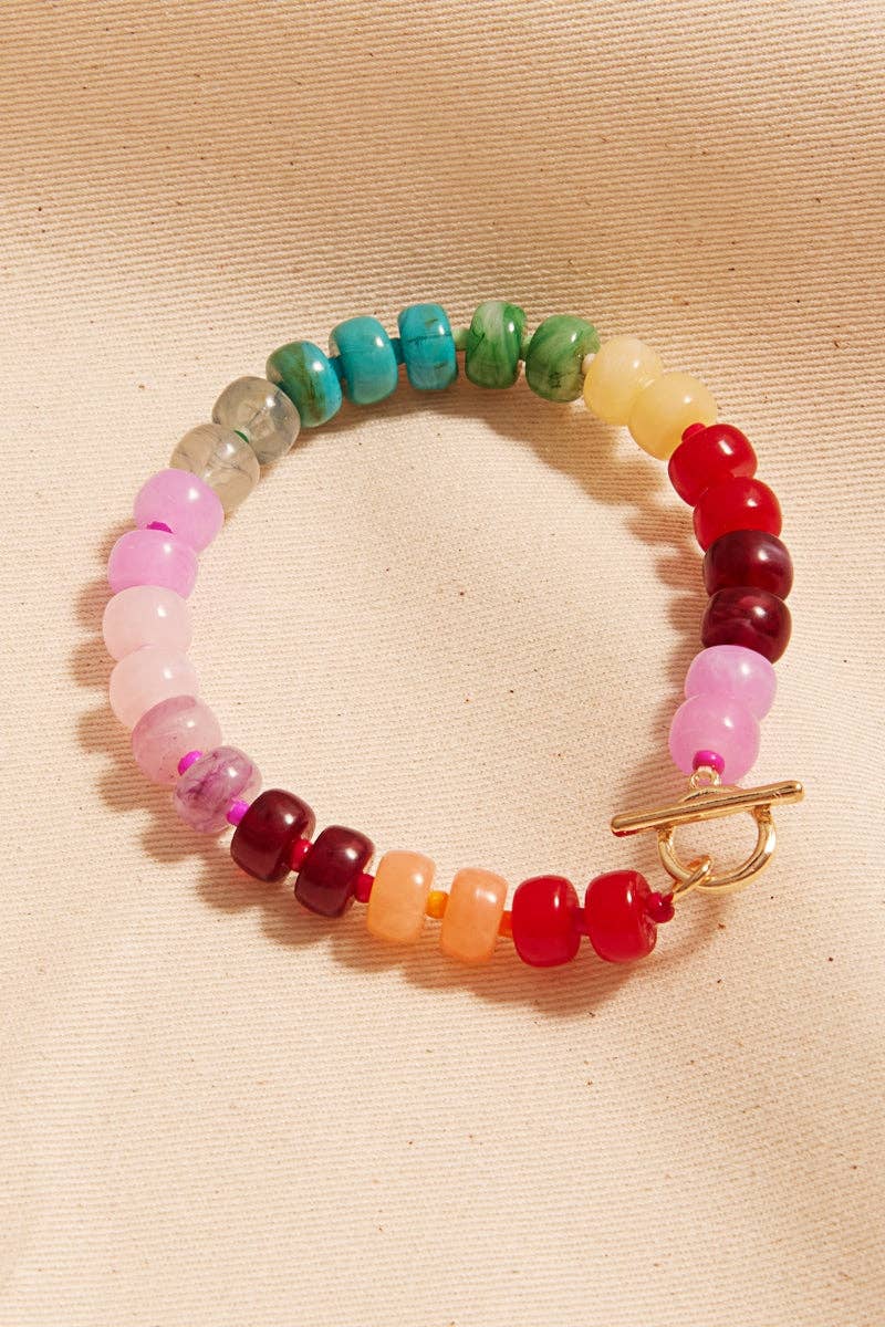 Small Ombre Beaded Mixed Stretch Bracelet