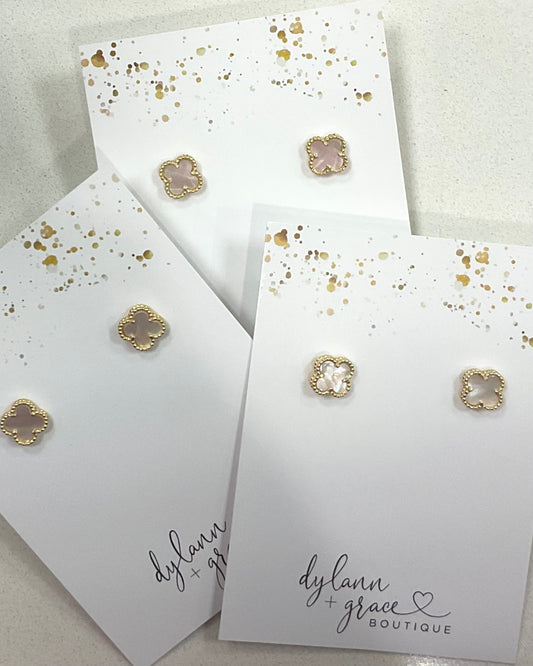 D+G Mother of Pearl Clover Studs