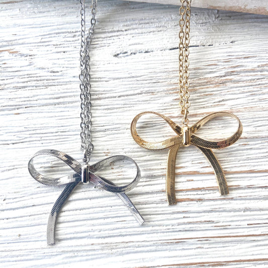 Bow necklace slip knot trendy jewelry