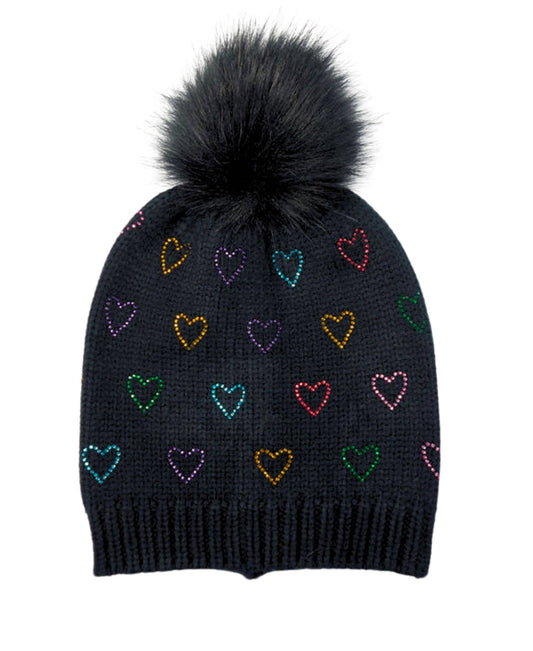 Julie & Judah Heart Rhinestone Beanie