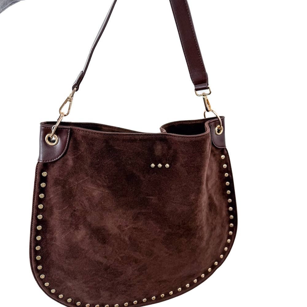 Rosalie Rivet Suede Hobo Bag
