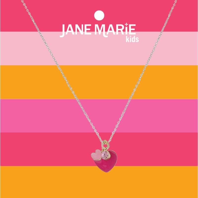 Kids Pink Enamel Heart Necklace