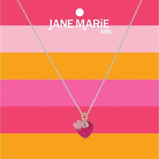 Kids Pink Enamel Heart Necklace