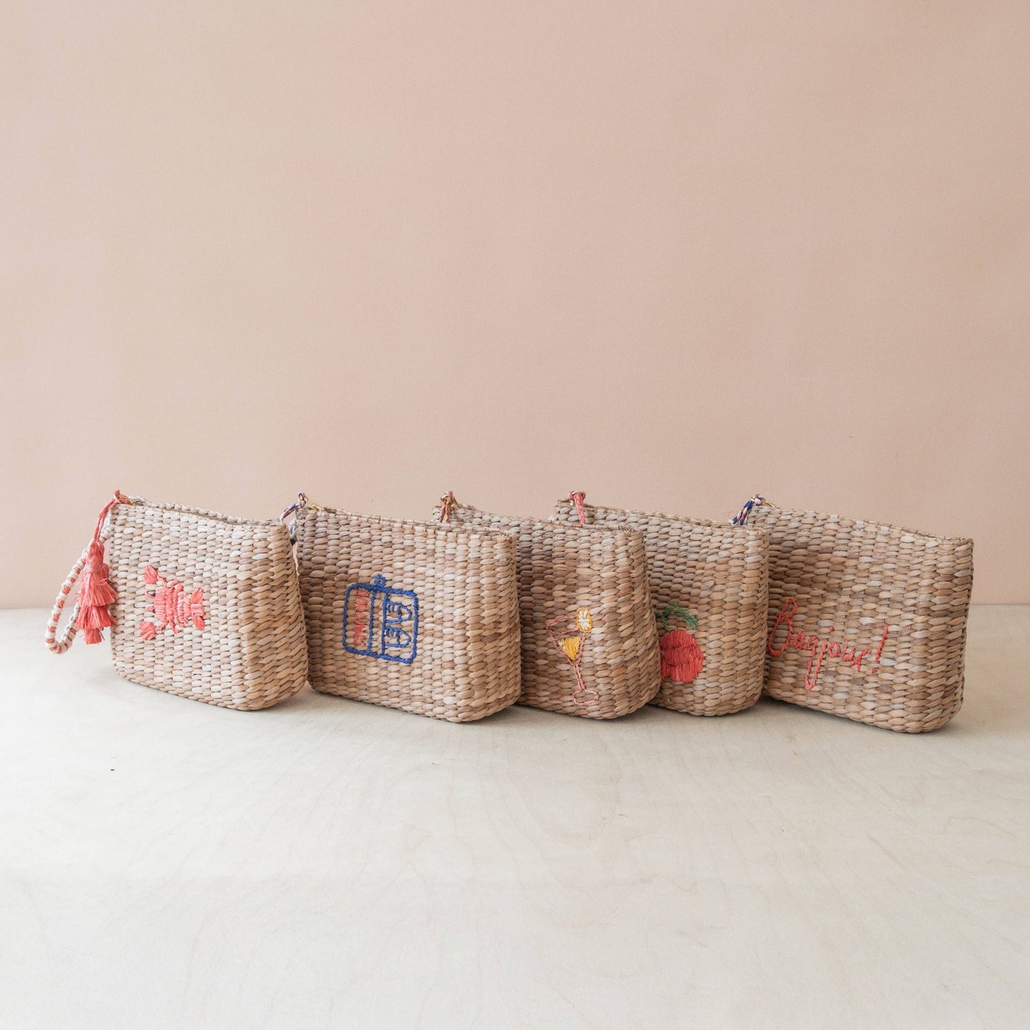 Mini Woven Pouch with Wristlet and Embroidered Tomato – Artisan Wristlet | LIKHÂ