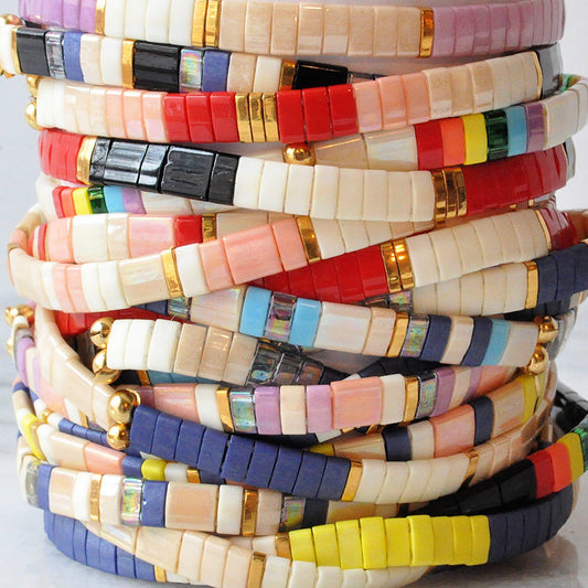 Hand Beaded Tile Bracelets
