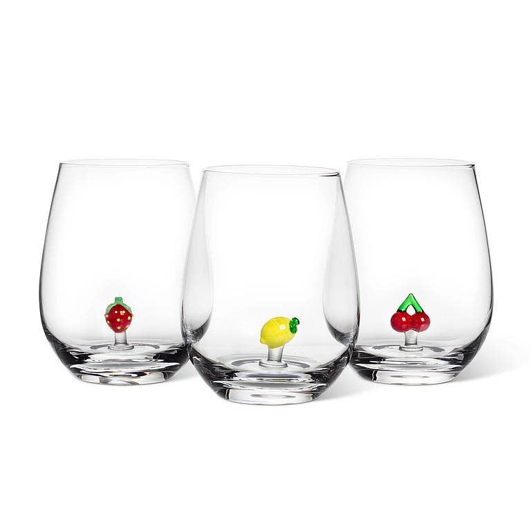 Lemon Icon Stemless Wine Glass