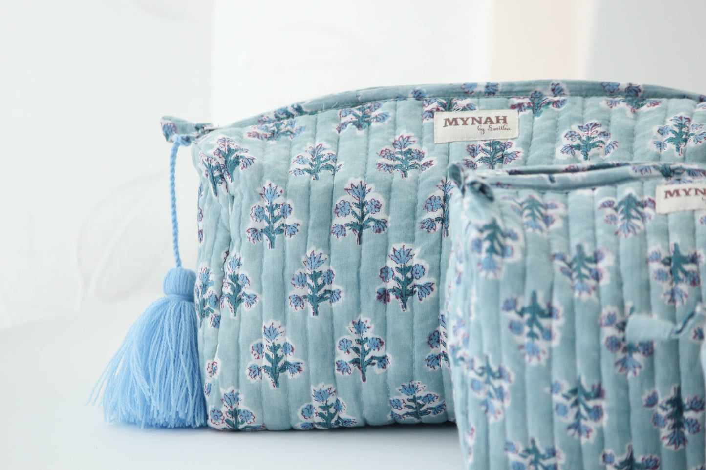 Block Print Quilted Make-Up Bag